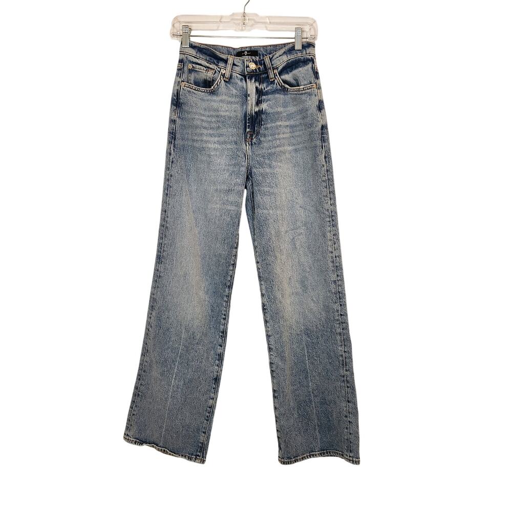 7 For All Mankind Blue Light Wash Denim High Rise Kate Straight Jeans Size 26